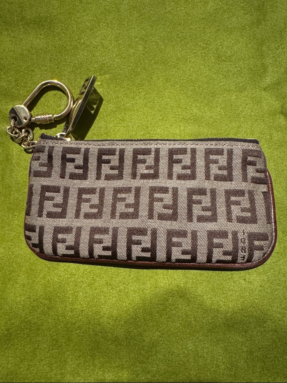 Fendi Brown/Tan Zucca FF Monogram Key Pouch with Keyring
